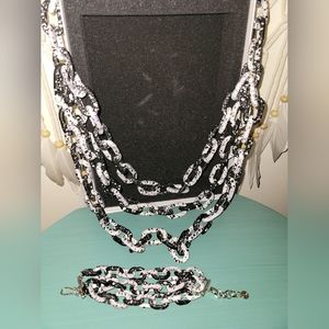 Zaria Luxe Matte Chain and Bracelet Black/White